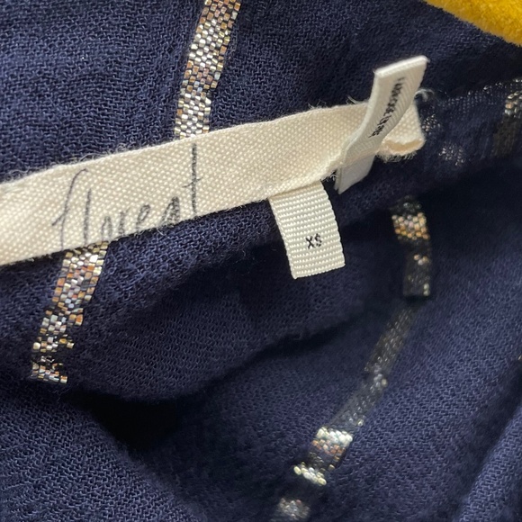 Anthropologie Floreat Women Emelyn Blouse Flutter Sleeve Top Silver Stripe Navy - Picture 4 of 8